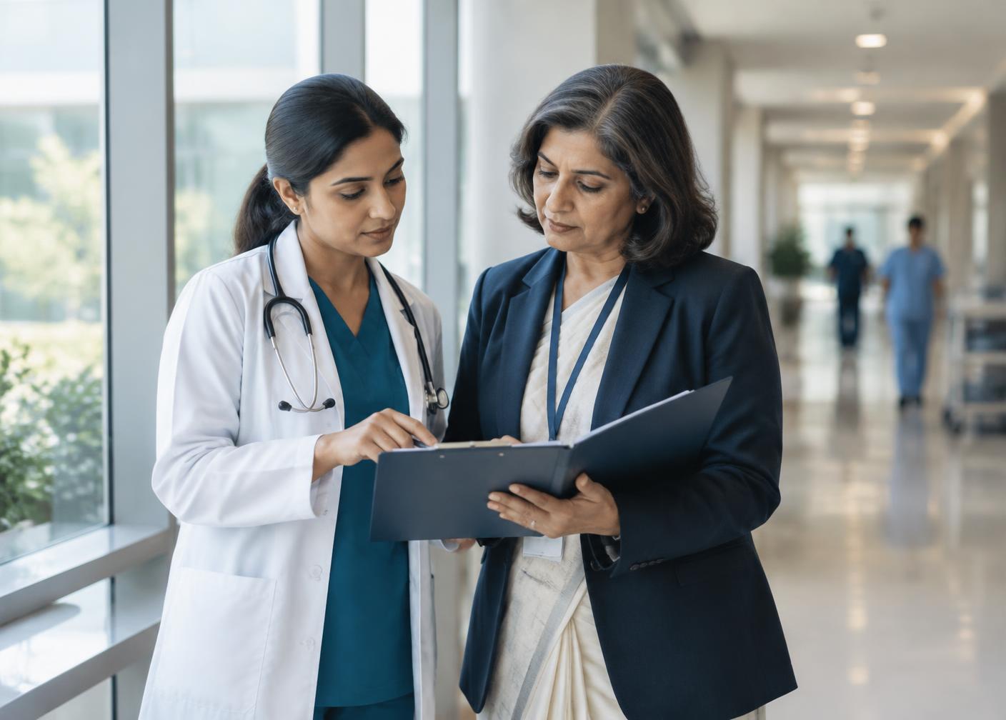 Healthcare leaders reviewing quality documentation